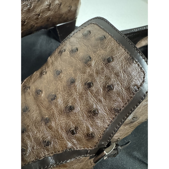 Prada Shoes Mens Size 38.5 Ostrich Leather Slip On Loafers Made in Italy - Picture 4 of 13